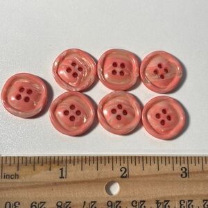 5 for $10: Set of 7 Vintage Coral Color Marbled Buttons